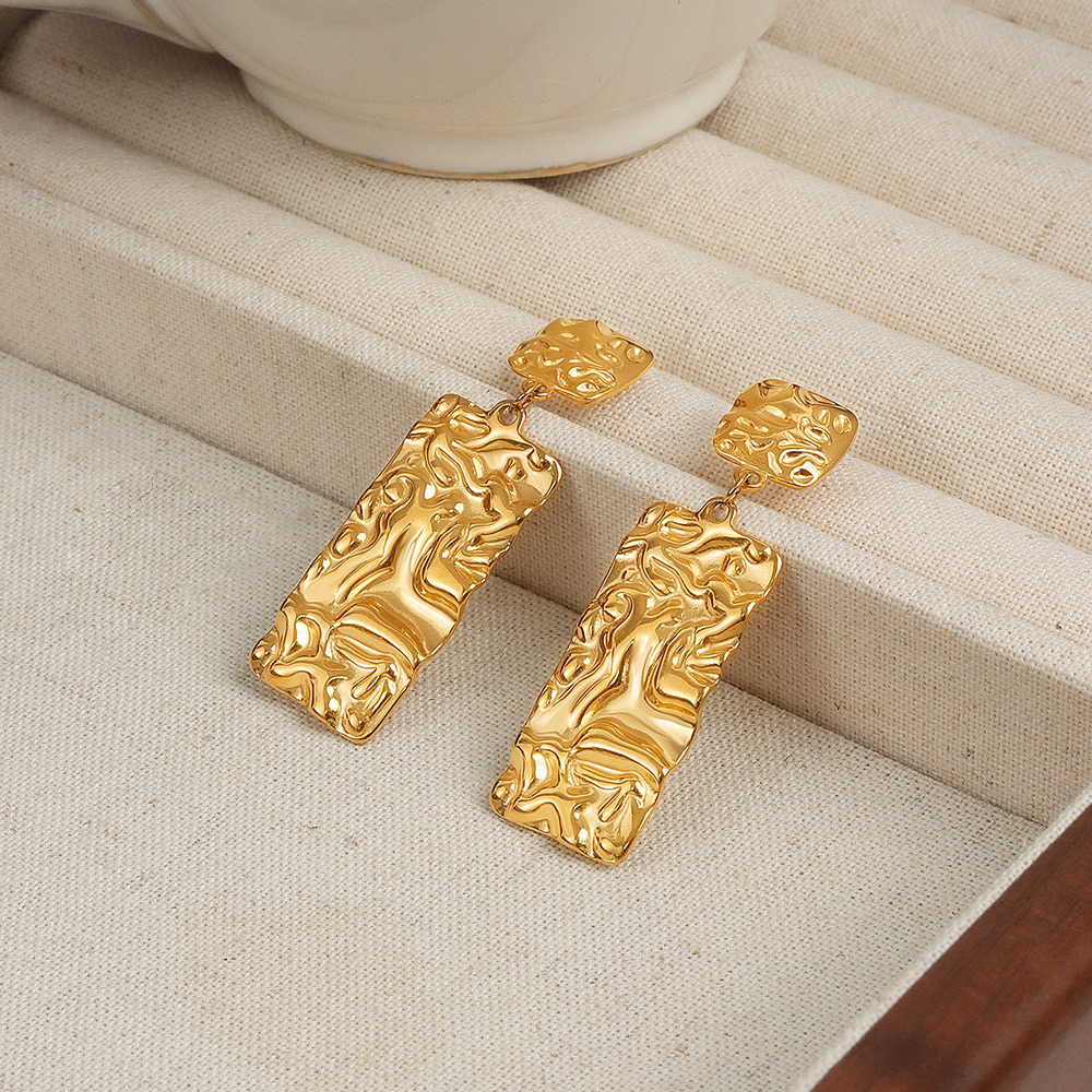AROS LUX JOYAS BAÑO ORO 18K CUADRA RECTAN ARRUG - 3