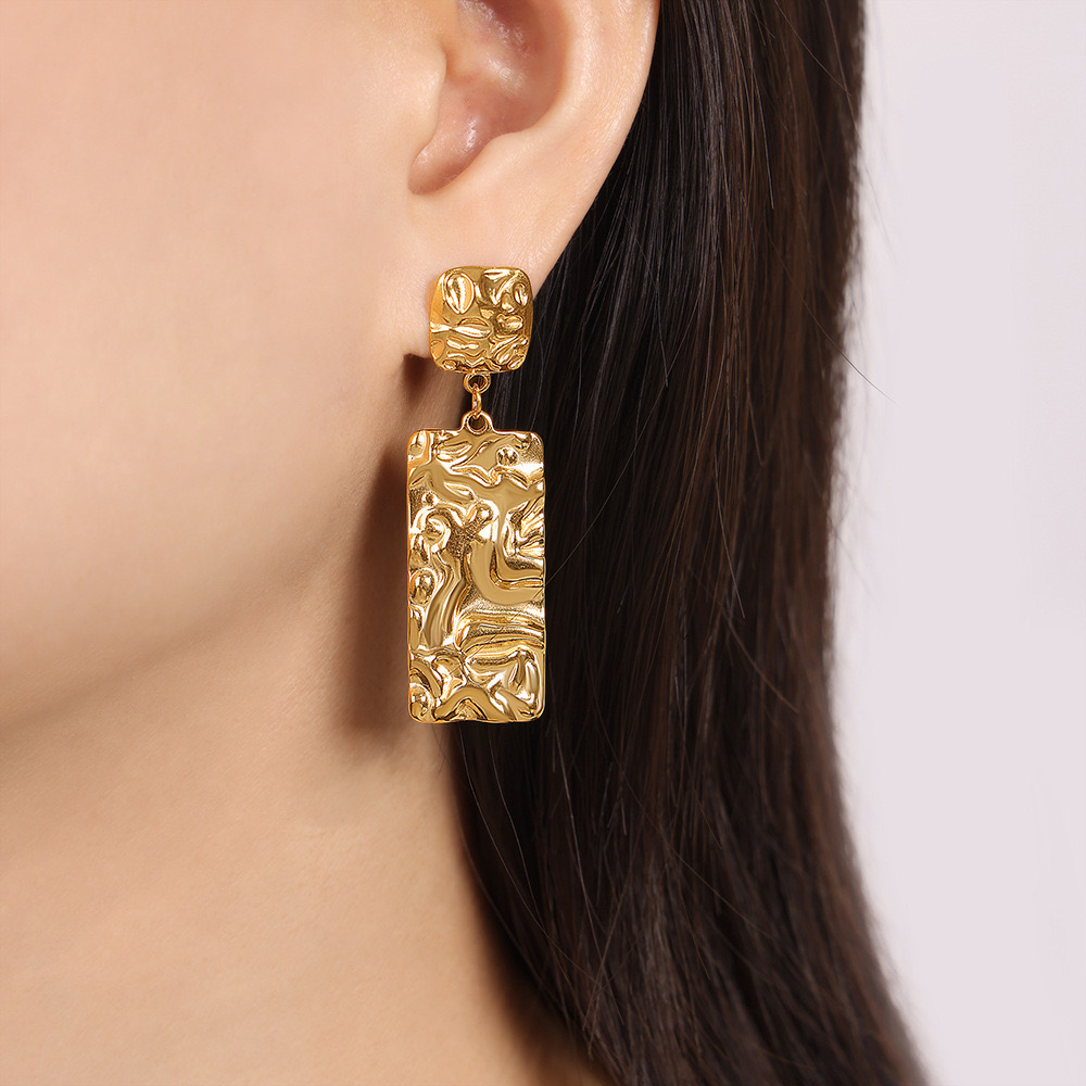 AROS LUX JOYAS BAÑO ORO 18K CUADRA RECTAN ARRUG - 4