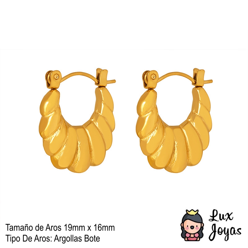 AROS LUX JOYAS BAÑO ORO 18K BOTES CONNCHA - 5