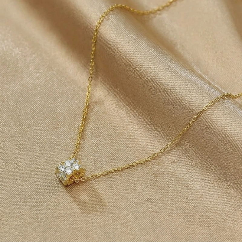 COLLAR PLATA 925 BANO ORO RUEDA CIRCONES