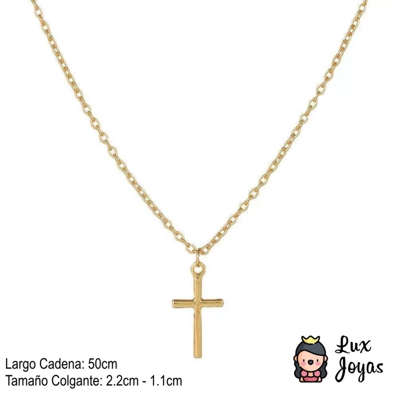 COLLAR PLATA 925 BAÑO ORO CRUZ LISA - 2