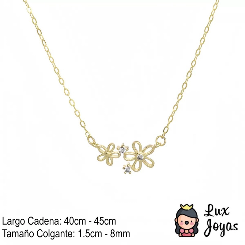 COLLAR PLATA 925 BAÑO ORO FLOR BRI X2 - 2