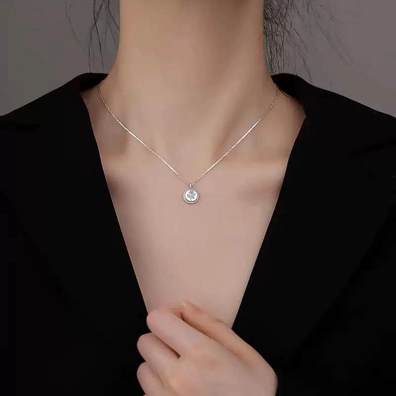 COLLAR PLATA 925 DISCO ROSA - 1