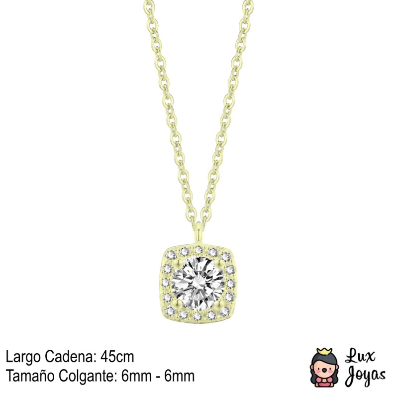 COLLAR PLATA 925 BAÑO ORO PUNTO LUZ CUAD - 2