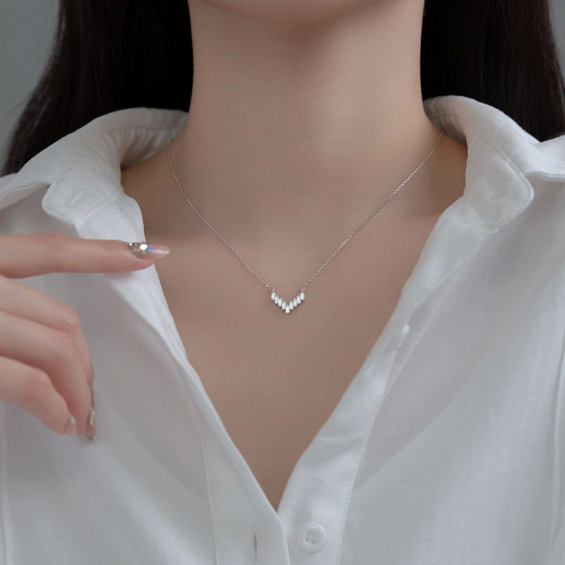 COLLAR PLATA 925 DIS V BRILLITOS - 1