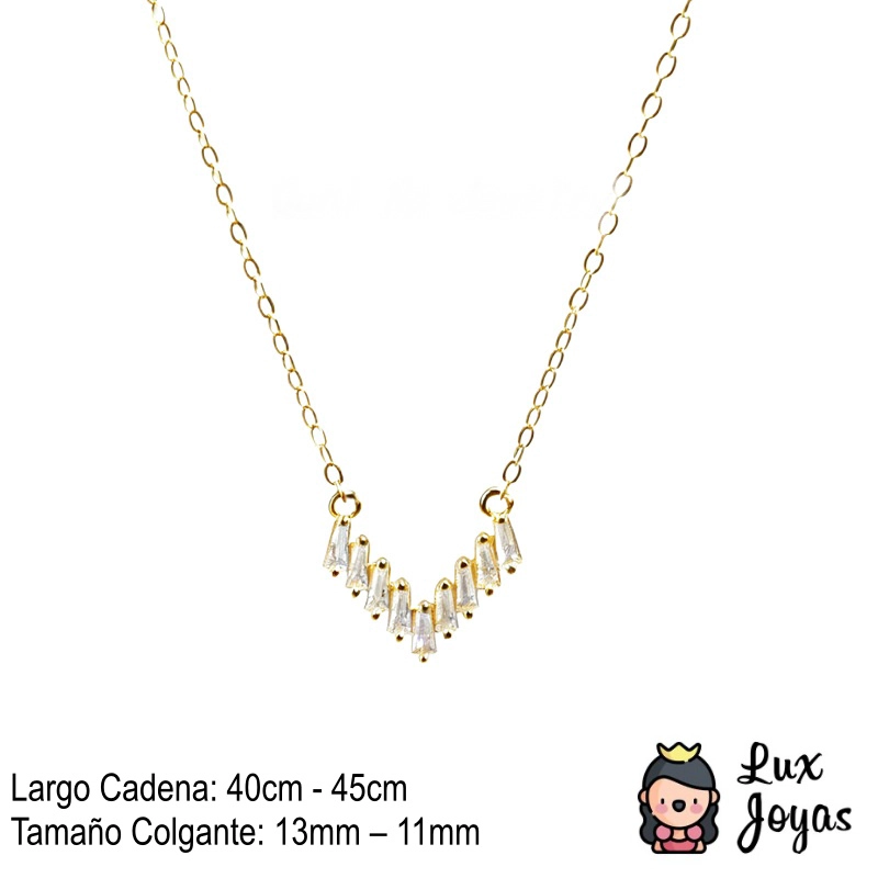 COLLAR PLATA 925 BAÑO ORO DIS V BRILLITOS - 2