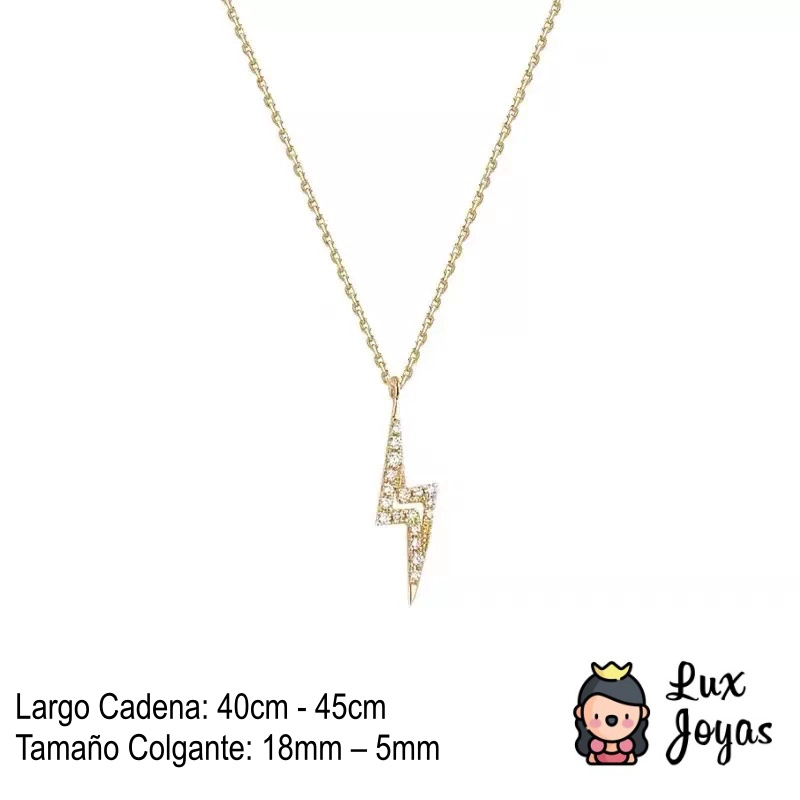 COLLAR PLATA 925 BAÑO ORO RAYO BRILLITOS - 2