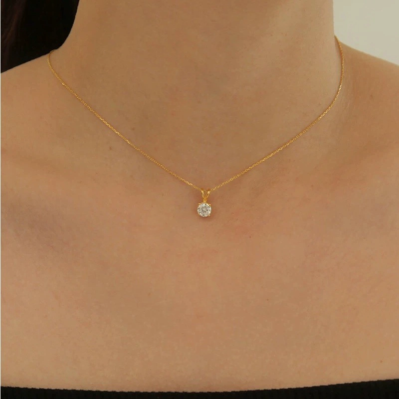 COLLAR PLATA 925 BAÑO ORO PUNTO DE LUZ VAL - 1
