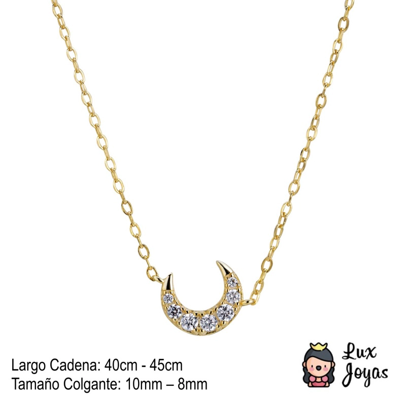 COLLAR PLATA 925 BAÑO ORO LUNA BRI LAD - 2