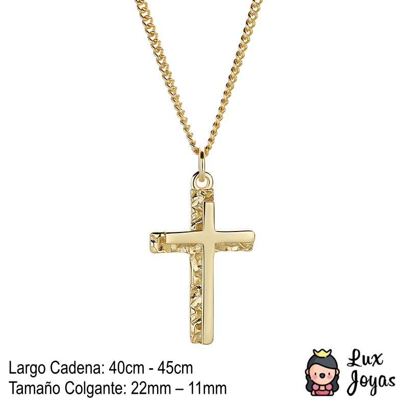 COLLAR PLATA 925 BAÑO ORO CRUZ LISA M - 2