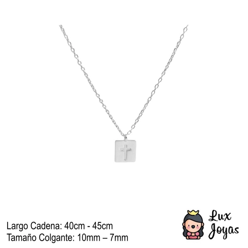 COLLAR PLATA 925 CRUZ PLACA - 2