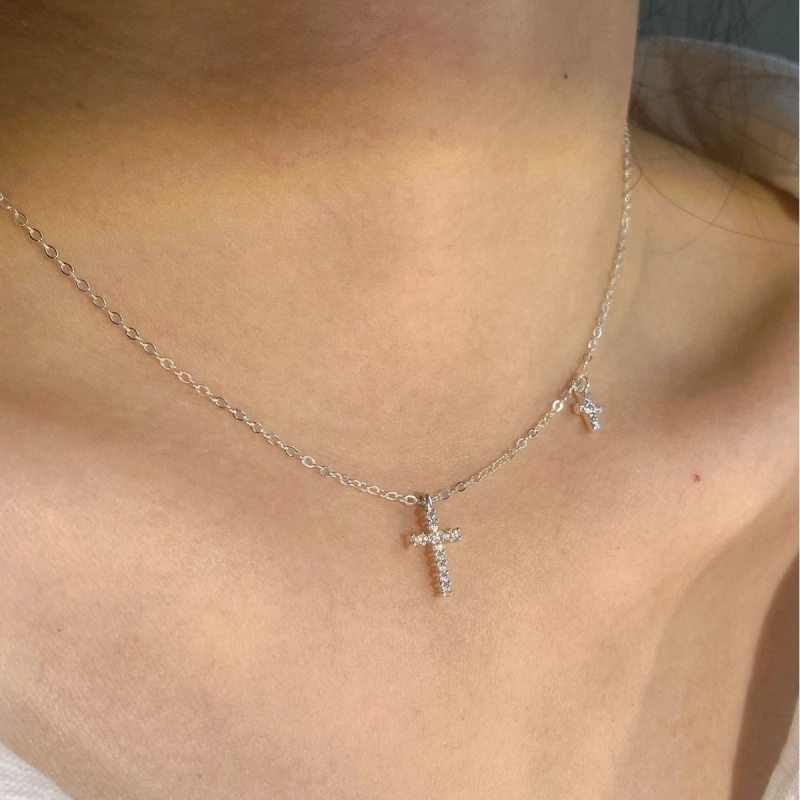COLLAR PLATA 925 CRUZ X2 - 1