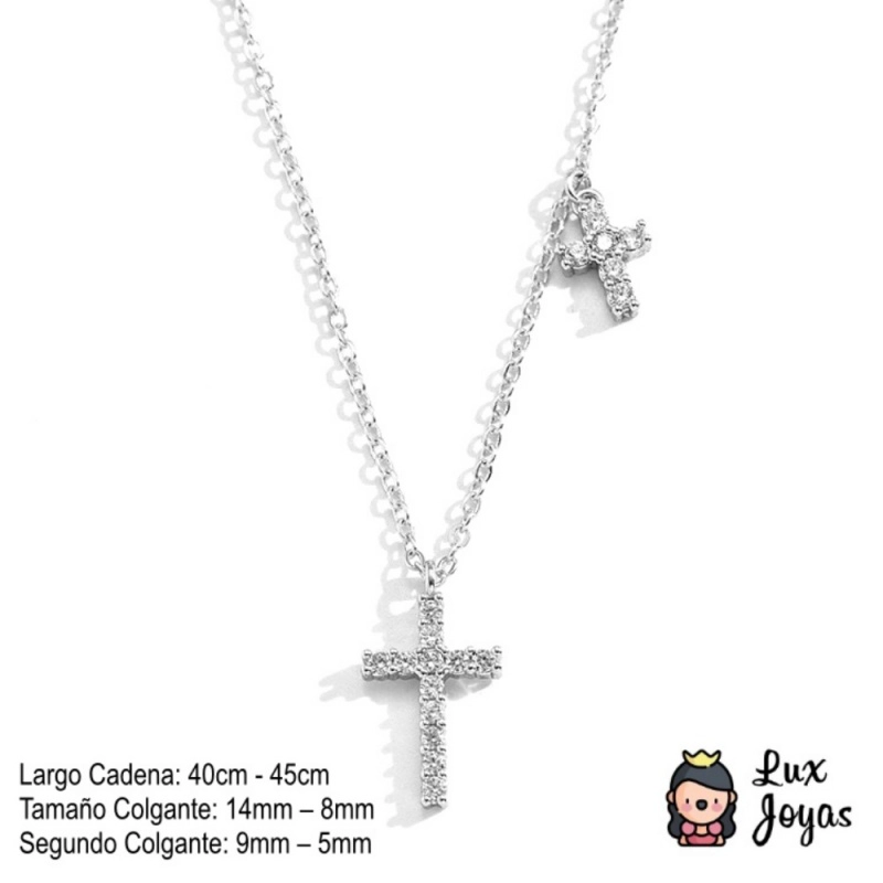 COLLAR PLATA 925 CRUZ X2 - 2