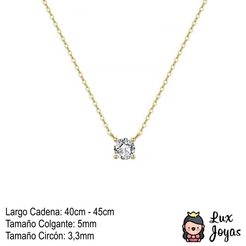 COLLAR PLATA 925 BAÑO ORO PUNTO LUZ 4P 3,3MM - 2