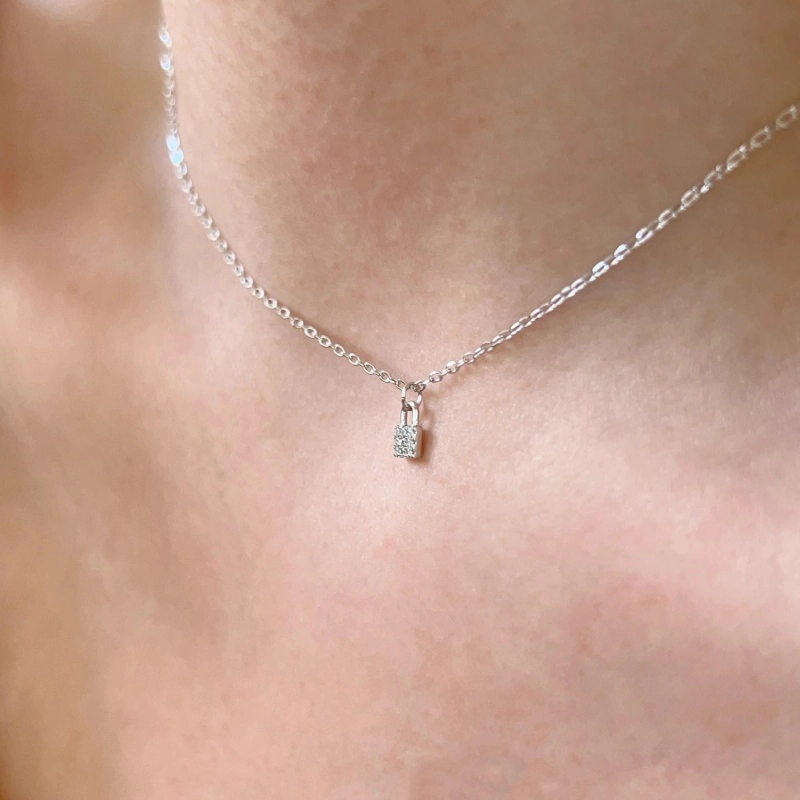COLLAR PLATA 925 CANDADO BRILLITOS - 1