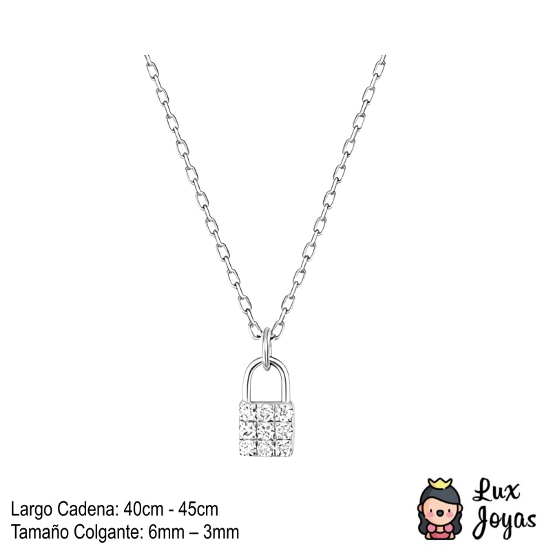 COLLAR PLATA 925 CANDADO BRILLITOS - 2