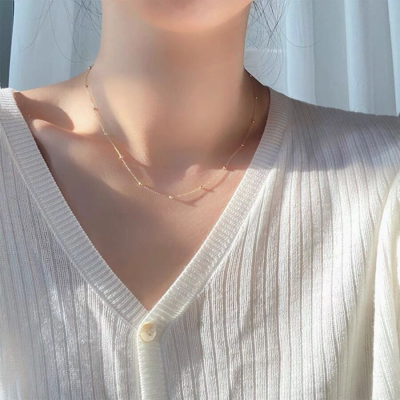COLLAR PLATA 925 BANO ORO ESLABONES BOLITAS