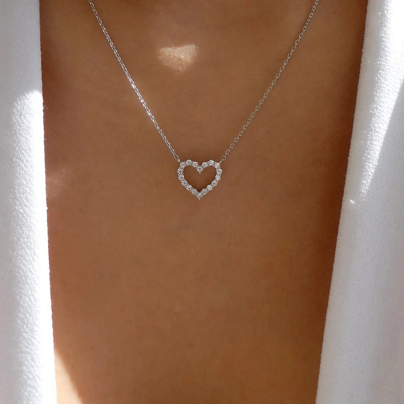 COLLAR PLATA 925 CORAZON BORD BRI - 1
