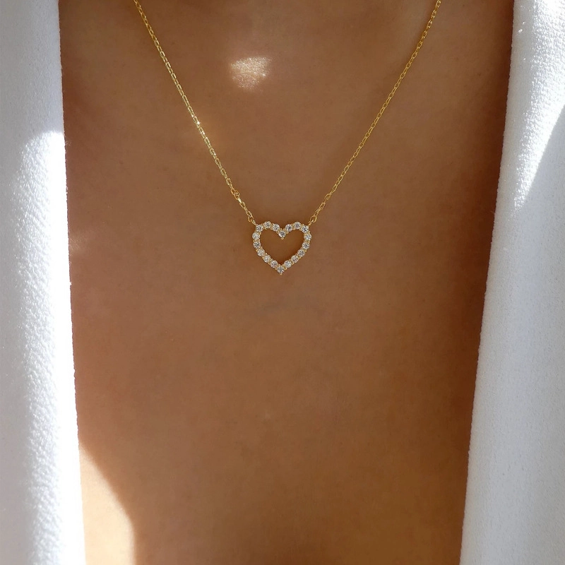 COLLAR PLATA 925 BANO ORO CORAZON BORD BRI