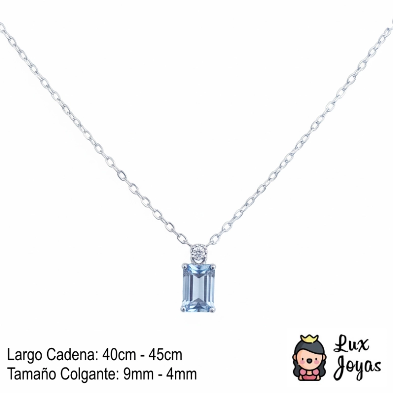 COLLAR PLATA 925 RECT AQUAMARINA - 2