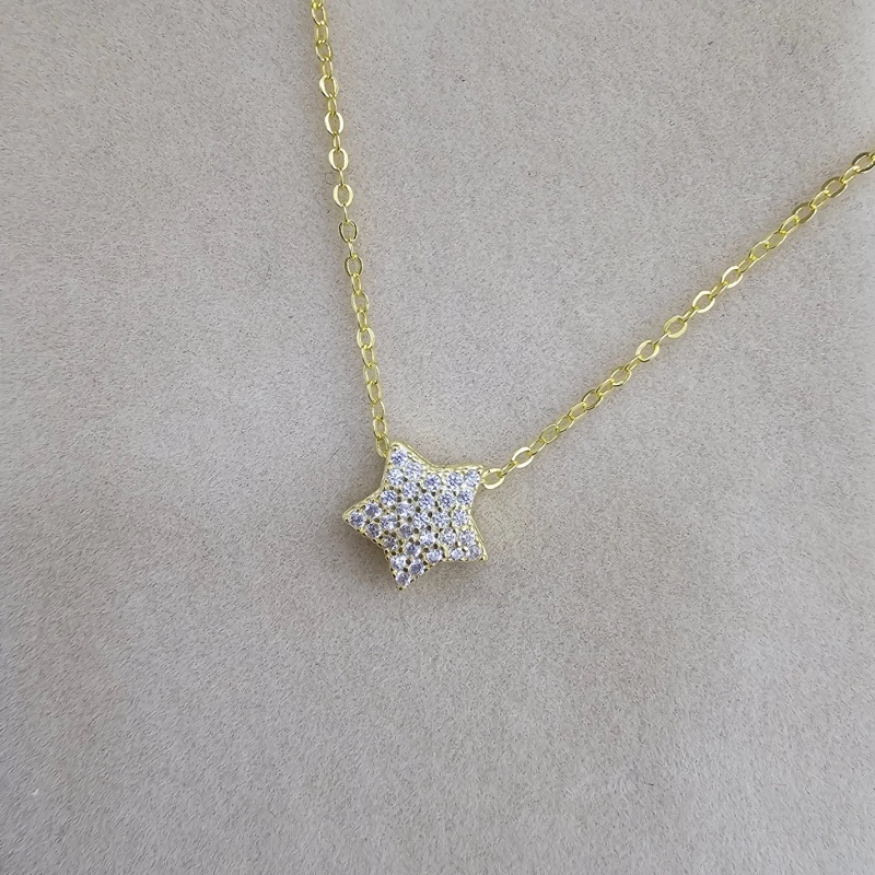 COLLAR PLATA 925 BANO ORO ESTRELLA BRILLITOS