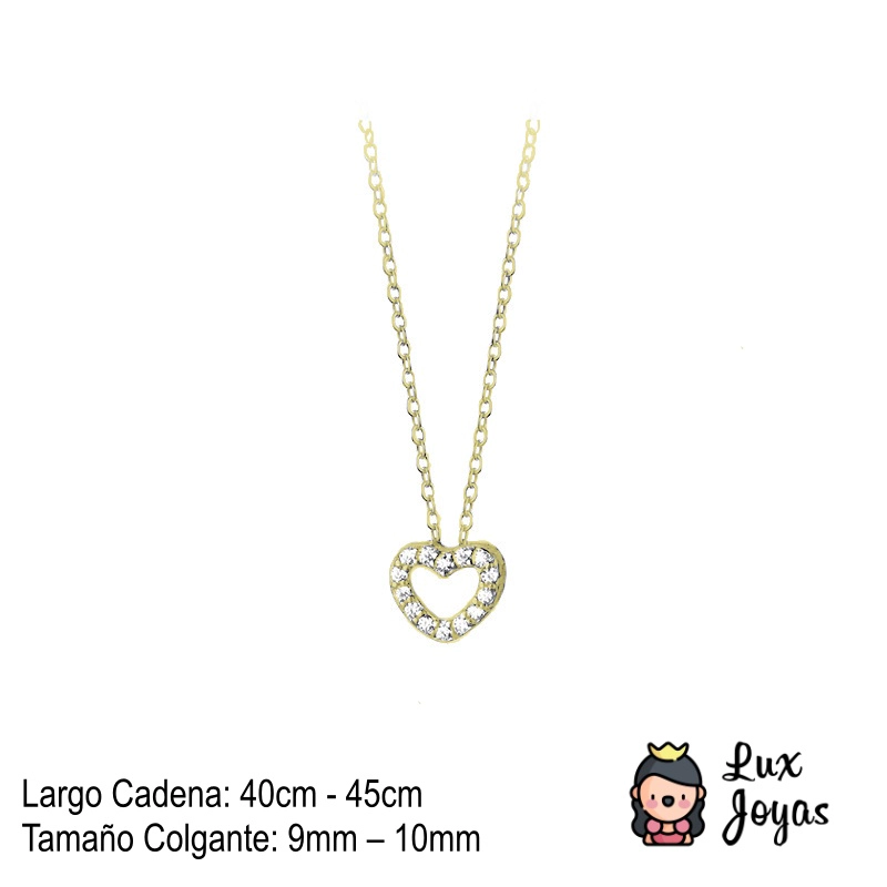 COLLAR PLATA 925 BAÑO ORO CORAZON BOR BRI S - 2
