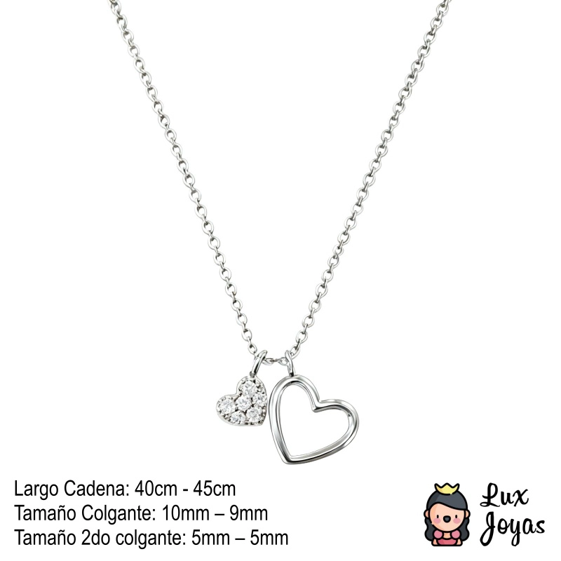 COLLAR PLATA 925 CORAZON DOB LISBRI - 2