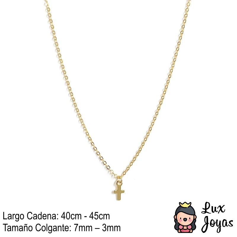 COLLAR PLATA 925 BAÑO ORO CRUZ LISA S - 2