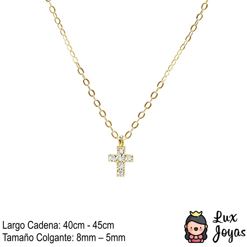 COLLAR PLATA 925 BAÑO ORO CRUZ BRILLITOS S - 2