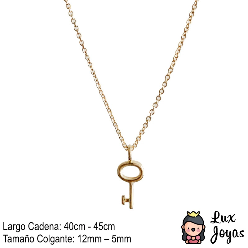 COLLAR PLATA 925 BAÑO ORO LLAVE S LISA - 2