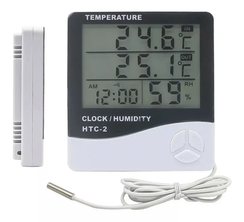 TERMÓMETRO HIGRÓMETRO HTC-2 SONDA/RELOJ+ALARMA PROIMEQ - 1