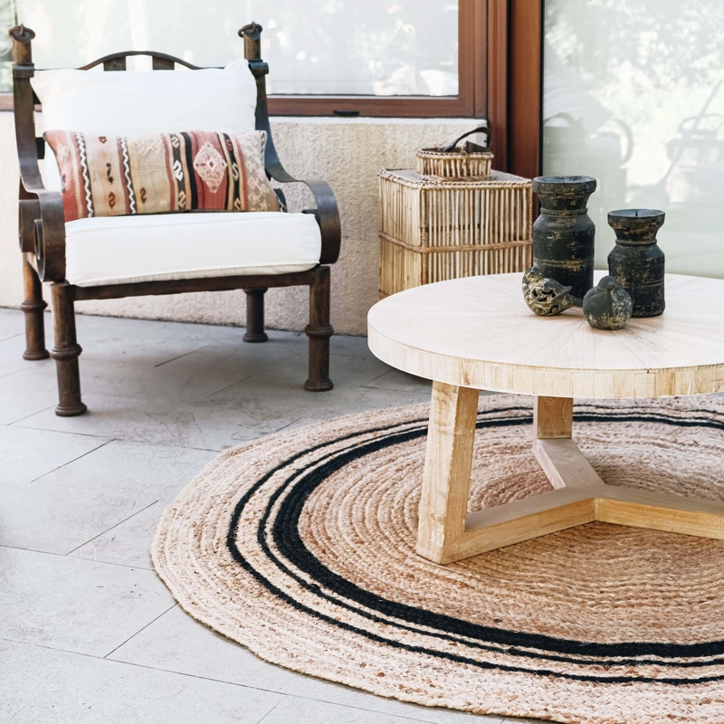 ALFOMBRA TRIBUS DEL MUNDO BENARES NATURAL REDONDA YUTE 160 CM - 2
