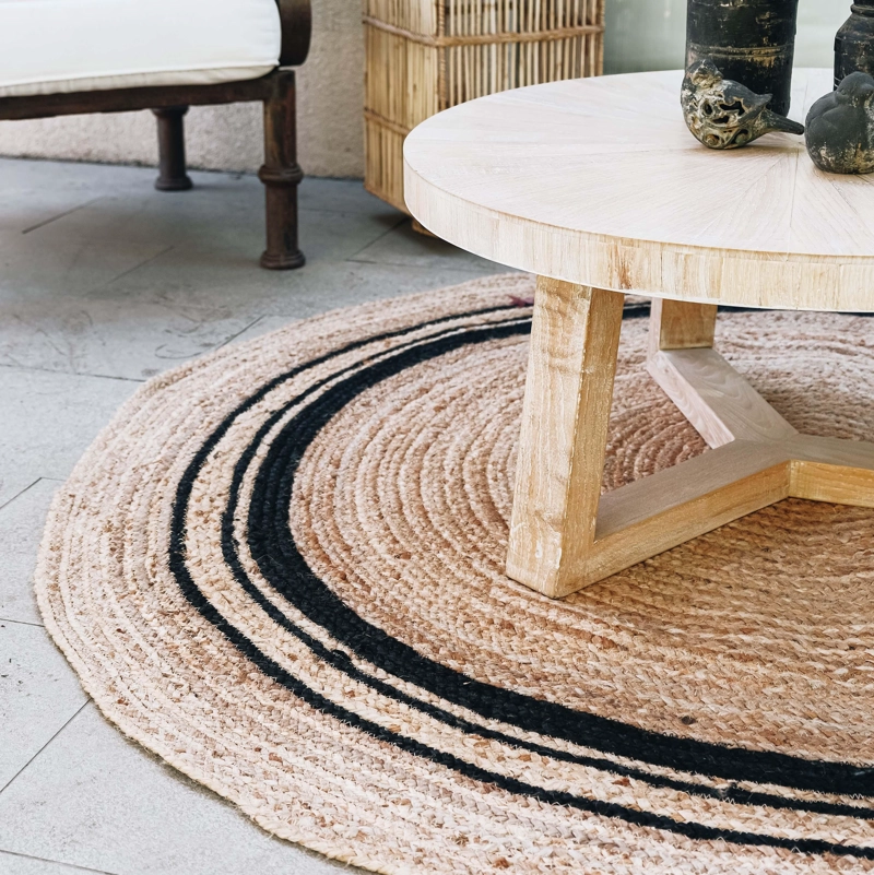 ALFOMBRA TRIBUS DEL MUNDO BENARES NATURAL REDONDA YUTE 160 CM - 3