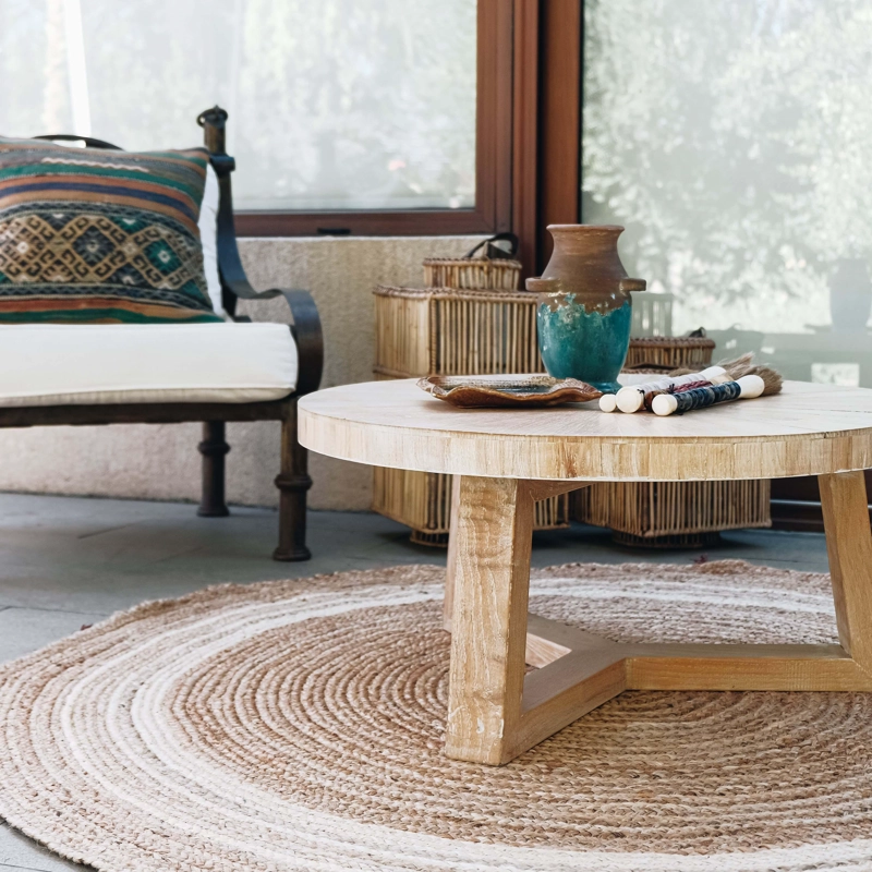 ALFOMBRA TRIBUS DEL MUNDO KOLLAM NATURAL REDONDA YUTE 180 X 180 CM - 1