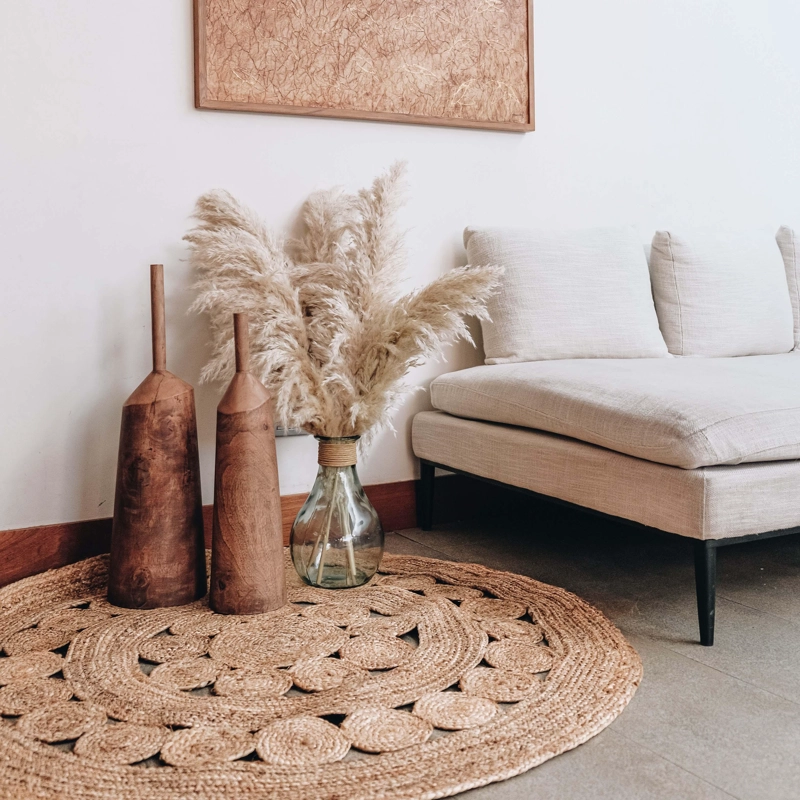 ALFOMBRA TRIBUS DEL MUNDO BOMBAY NATURAL REDONDA YUTE 140 CM - 1