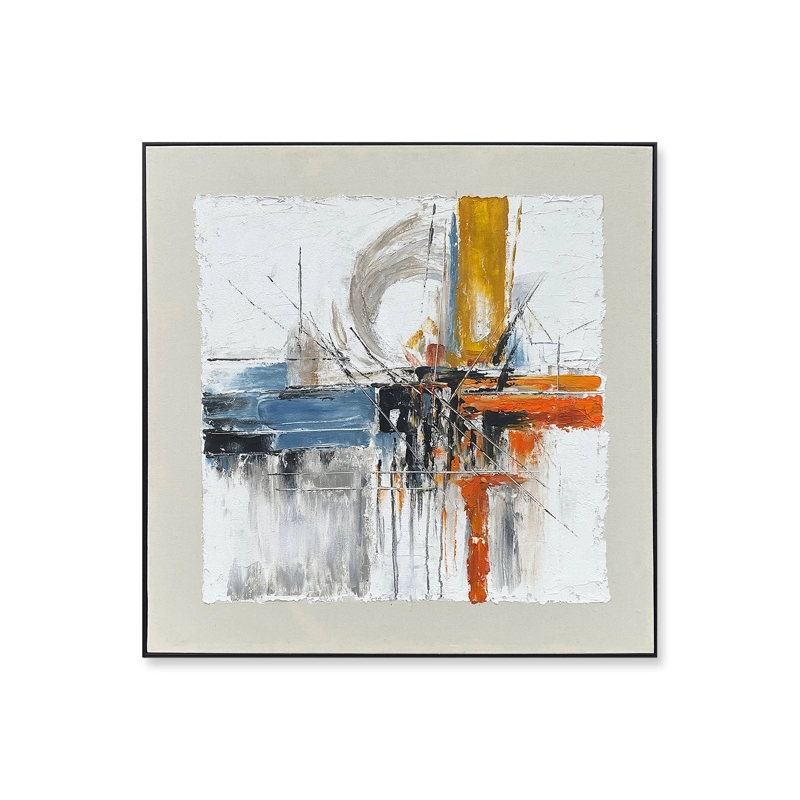 CUADRO DECORATIVO ABSTRACTO PINTADO A MANO IMPACTO CROMATICO II 101.5X101.5 CM - 1