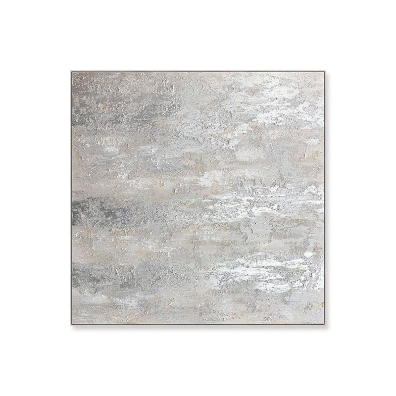 CUADRO DECORATIVO ABSTRACTO PINTADO A MANO ESPUMA DE MAR 120X120 CM - 1