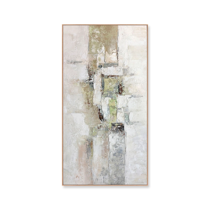 CUADRO DECORATIVO ABSTRACTO PINTADO A MANO MUSGO SUAVE 80X150 CM - 1