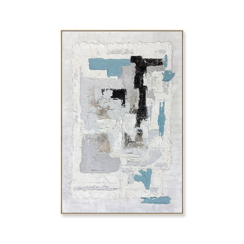 CUADRO DECORATIVO ABSTRACTO PINTADO A MANO PROFUNDIDAD ARTICA II 80X120 CM - 1