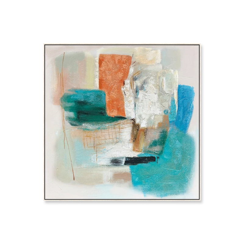 CUADRO DECORATIVO ABSTRACTO PINTADO A MANO FRAGMENTOS DE DIA I 80X80 CM - 1