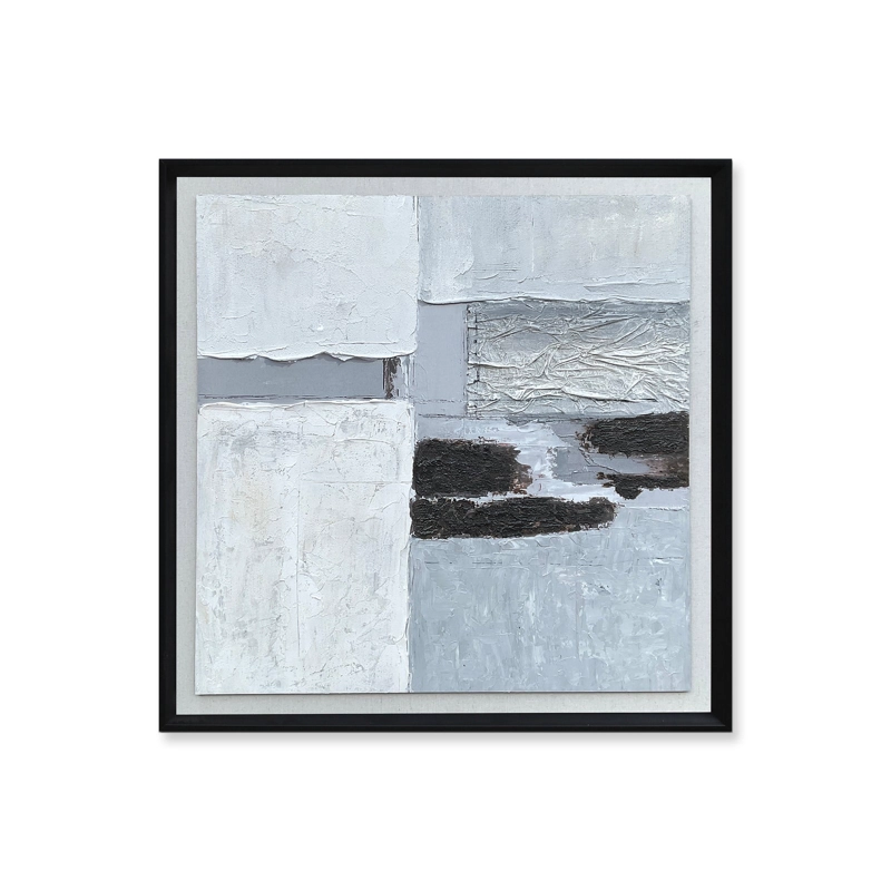 CUADRO DECORATIVO ABSTRACTO PINTADO A MANO CORTE SECCIONADO II 73.5X73.5 CM - 1