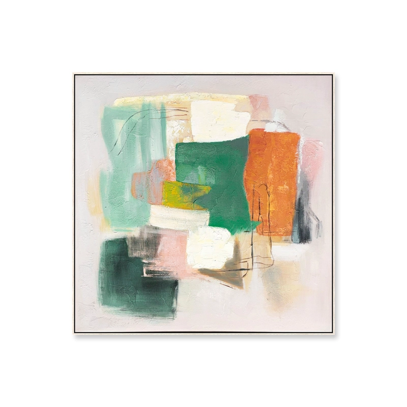 CUADRO DECORATIVO ABSTRACTO PINTADO A MANO FRAGMENTOS DE DIA II 80X80 CM - 1