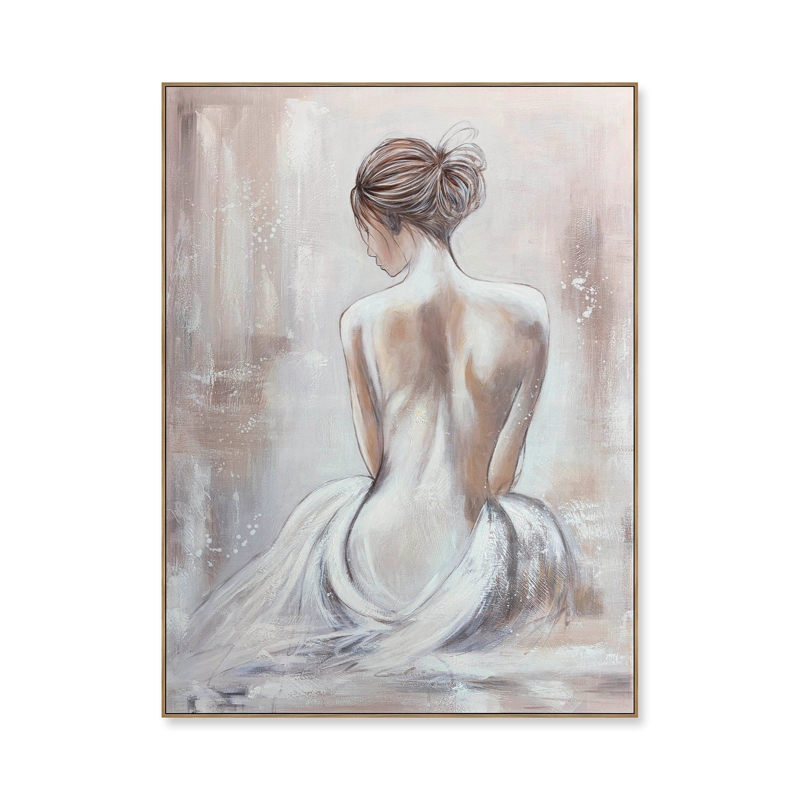 CUADRO DECORATIVO ABSTRACTO PINTADO A MANO ESENCIA FEMENINA II 90X120 CM - 1