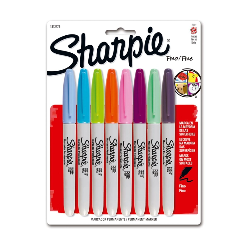 MARCADORES SHARPIE PERMANENTES FASHION 8 COLORES PUNTA FINA - 1