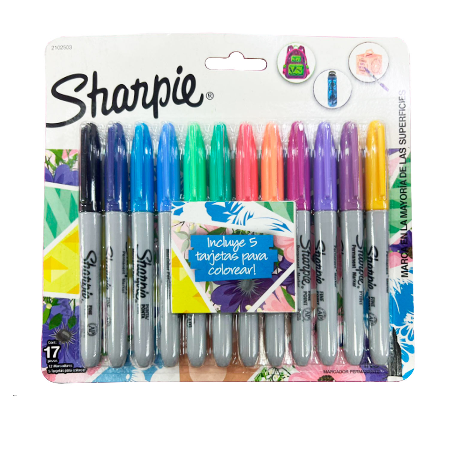 MARCADOR SHARPIE PERMANENTE PUNTA FINA 12 COLORES GIRLS - 1