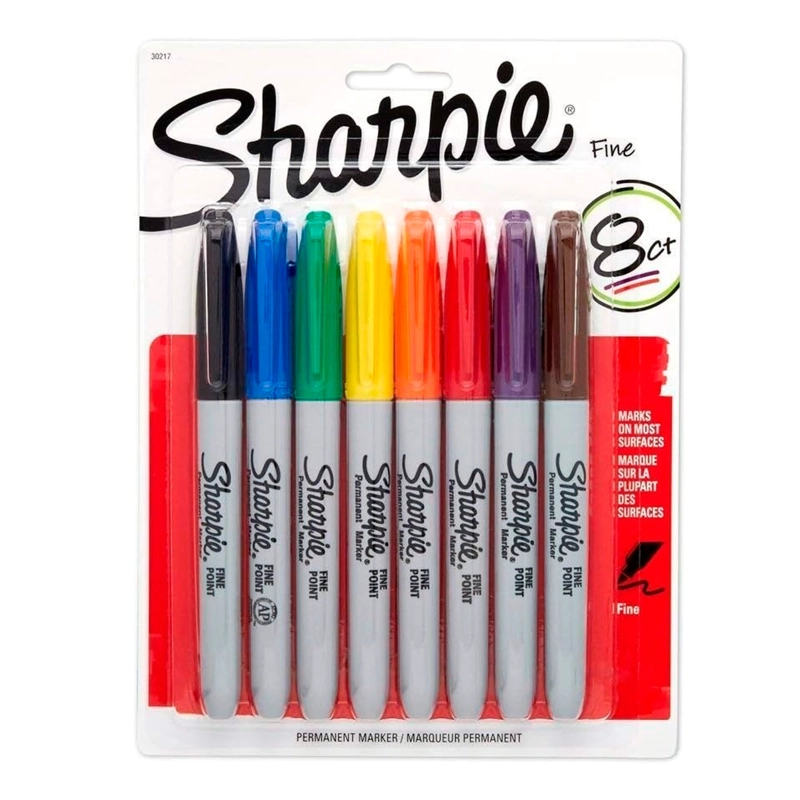 SET 8 COLORES SHARPIE MARCADOR PERMANENTE PUNTA FINA - 1