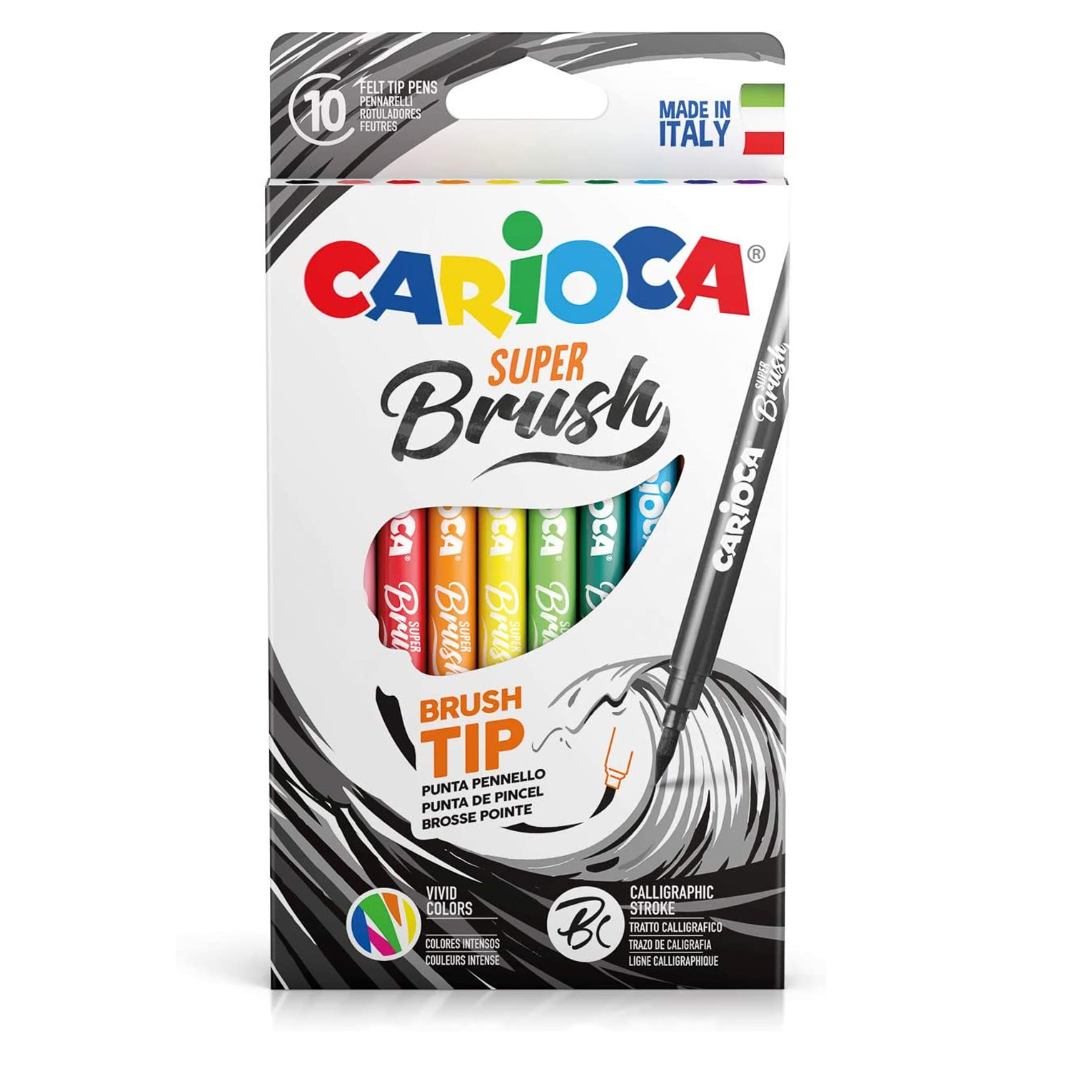 PLUMONES CARIOCA SUPER BRUSH 10 COLORES - 1