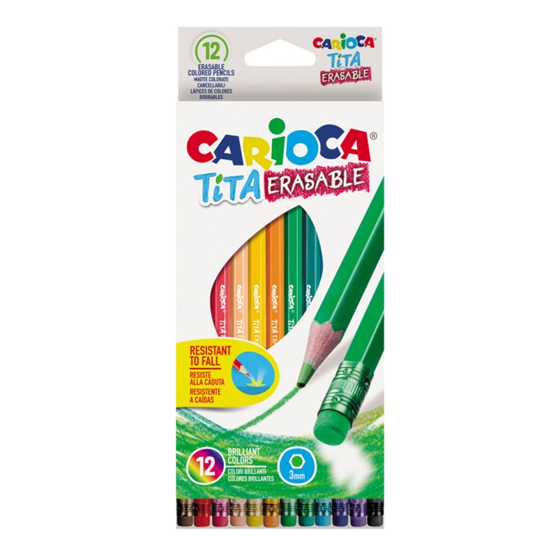 LAPICES CARIOCA HEXAGONAL BORRABLE (12 COLORES) - 1