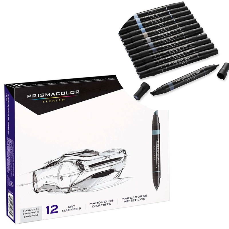MARCADOR PRISMACOLOR PREMIER 12 COLORES GRIS FRIO - 1