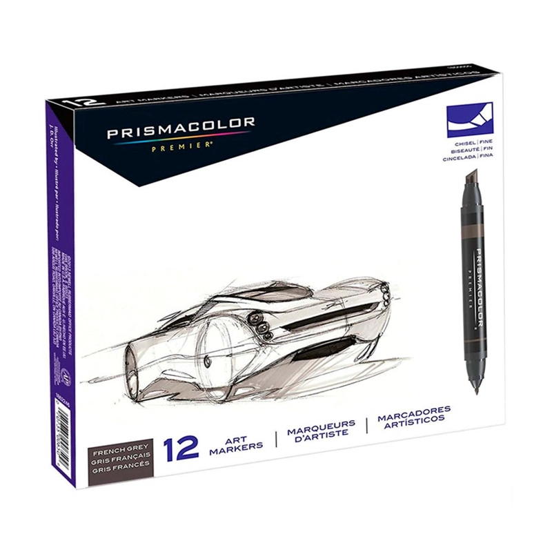 MARCADOR PRISMACOLOR PREMIER 12 COLORES GRIS FRANCES - 1